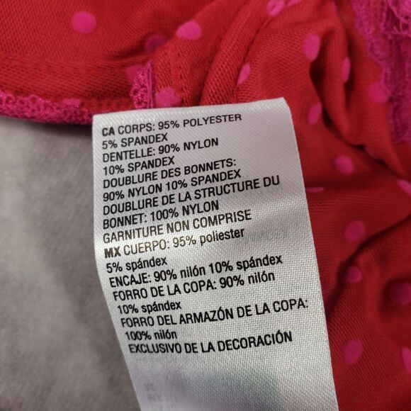 INC Intimates Bra Womens XL Red Pink Crimson Leaf Lace Polka Dot Underwire - Picture 4 of 7